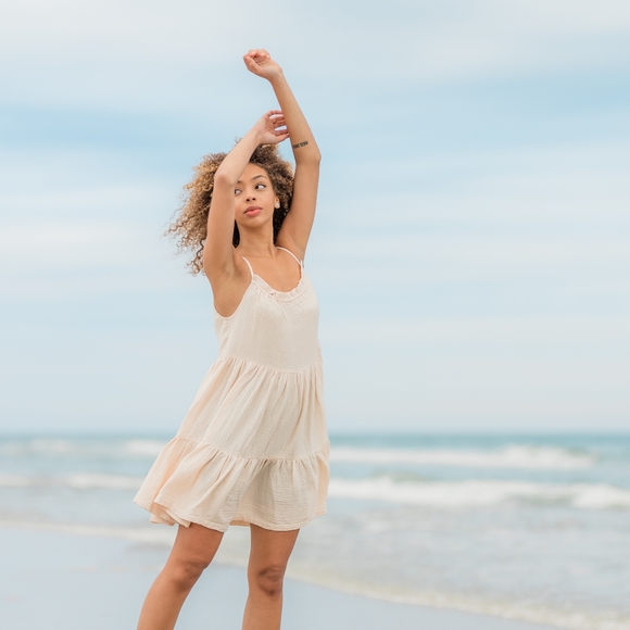Pink Tiered Linen Dress - Picture 4 of 6